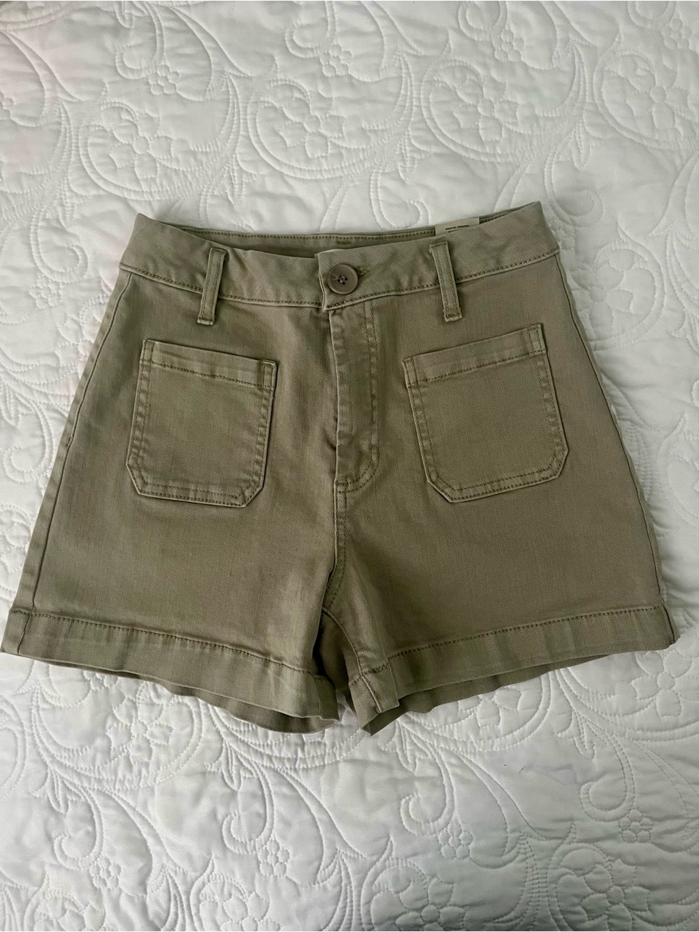 OAT (Size 0/25) Women's High-Rise Utility Shorts in Olive Green